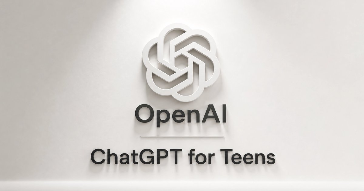 白い壁に浮かぶOpenAIロゴと「ChatGPT for Teens」のサイン｜未成年向け専用体験開始・2026年8月19日