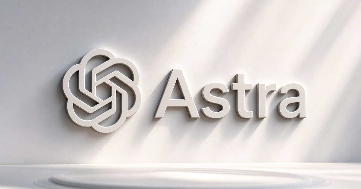 白い壁に浮かぶOpenAIロゴと「Astra」のサイン｜フロンティア訓練を2週間停止・2026年8月20日