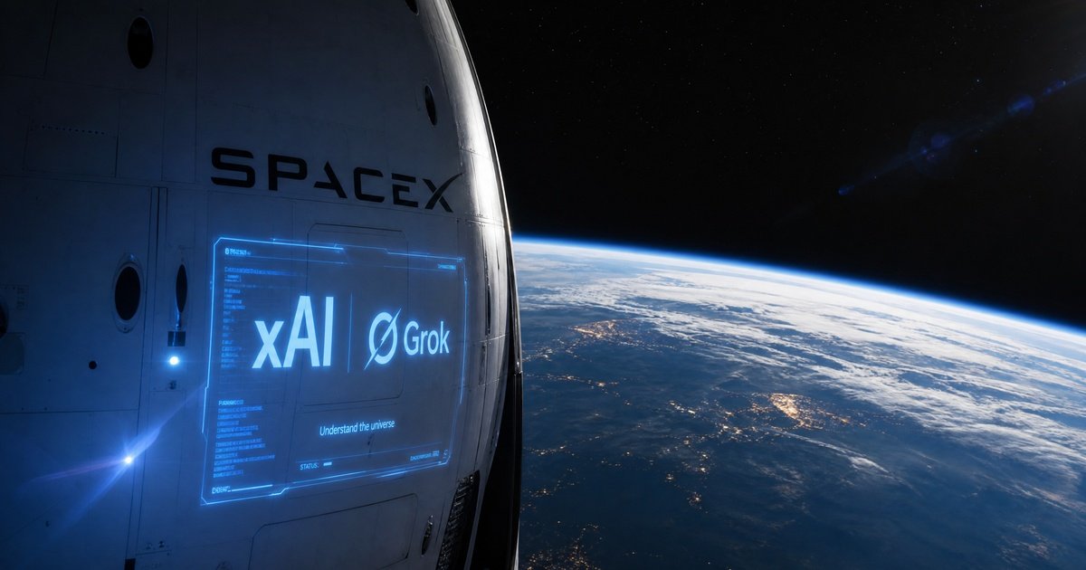 宇宙から見た地球とSpaceXAI Grokのロゴが表示された宇宙船窓｜Grok 4.6公開・2026年8月13日