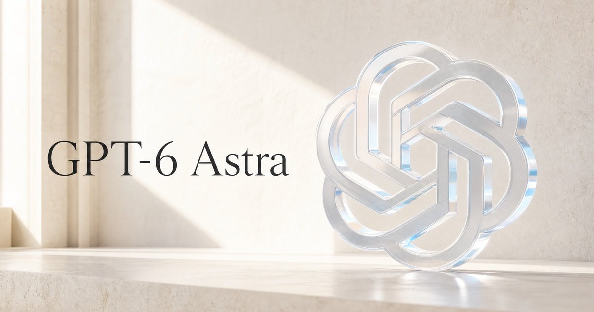 明るい石壁を背景に、OpenAIのロゴマークと「GPT-6 Astra」の文字を配したイメージ画像