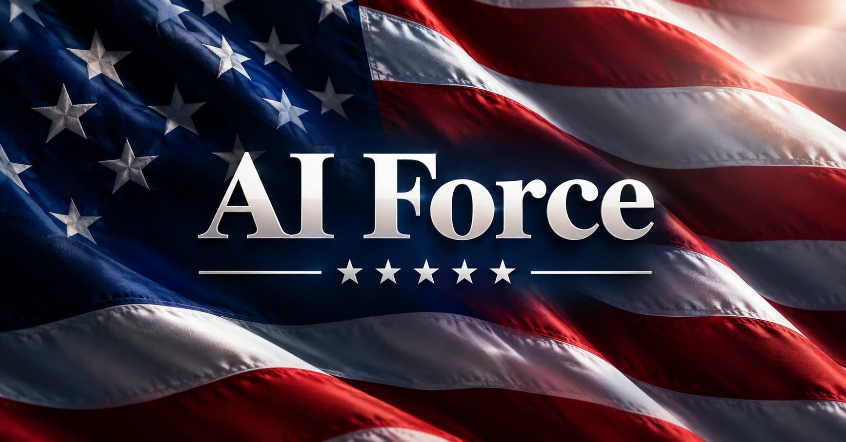 星条旗を背景に「AI Force」のロゴが浮かび上がるイメージ画像